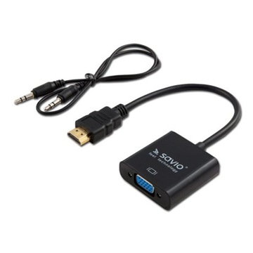 Adapter SAVIO CL-23/B (HDMI M - D-Sub (VGA) F; 0,2