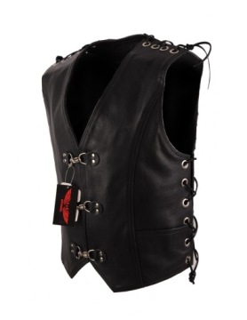МОТОЦИКЛОВЫЙ КОЖАНЫЙ ЖИЛЕТ С ВЕЩАМИ КМ018/4XL