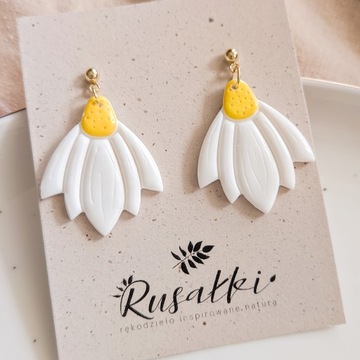 Kolczyki kwiaty Margerytki, Stokrotki, biżuteria w rustykalnym stylu boho