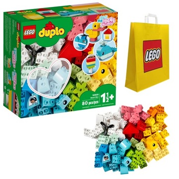 KLOCKI LEGO DUPLO 10909 PUDEŁKO Z SERDUSZKIEM 80 ELEMENTÓW + TORBA LEGO