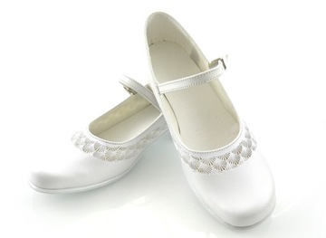 БЕЛЫЕ БАЛЕТНЫЕ ТУФЛИ ТУФЛИ ДЛЯ ДЕВОЧКИ, УКРАШЕННЫЕ, РЕФЕНИРОВАННЫЕ 37