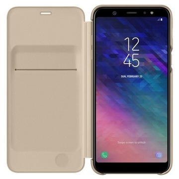 Оригинальный чехол-кошелек Galaxy A6+ золотого цвета