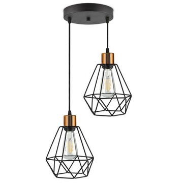 Lampa Wisząca Żyrandol Plafon Diament Miedź LED