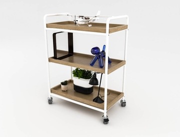 REGAŁ SKLEPOWY WYSTAWOWY Z RURKI NA KÓŁKACH LOFT INDUSTRIALNY DĄB 112CM