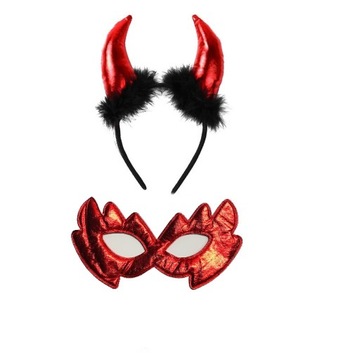 Strój Diabełek diabeł rogi maska Halloween opaska kostium bal karnawałowy