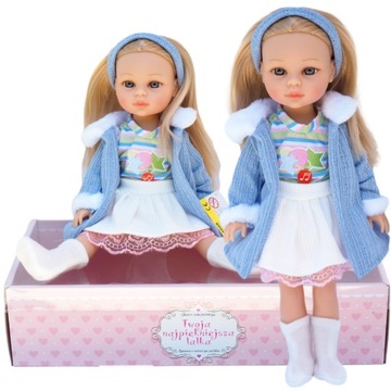 LALKA 38CM PIĘKNA MÓWI I ŚPIEWA BLONDYNKA BABY LO WŁOSY DO CZESANIA UBRANKA