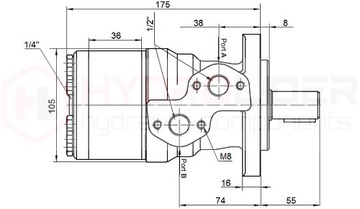 САМЫЙ МОЩНЫЙ ГИДРАВЛИЧЕСКИЙ ДВИГАТЕЛЬ BMRY 200 300 об/мин 14кВт 450Нм ВАЛ 25