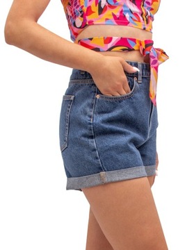 krótkie spodenki JEANSOWE damskie dżinsowe MOM FIT bermudy modne 46 FIRI