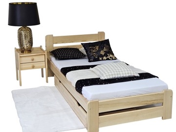 Łóżko pojedyncze drewniane sosnowe EUREKA 90x200 producent + stelaż gratis