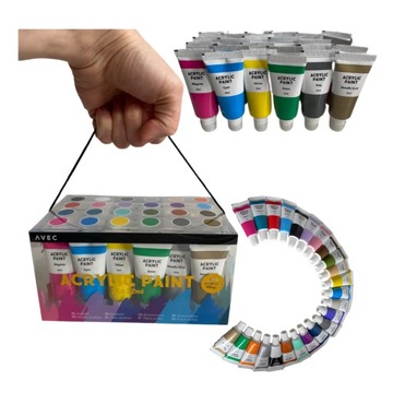 FARBY AKRYLOWE 24 KOLORY po 22 ml DUŻY ZESTAW 627