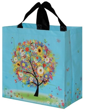 TORBA NA ZAKUPY NIEBIESKA DRZEWKO MOCNA 35x20x35cm