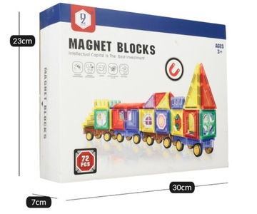 KOLOROWE Klocki Magnetyczne KONSTRUKCYJNE 3D Edukacyjne Panele XXL Zestaw