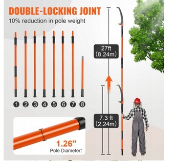 Садовая пила с телескопической ручкой 2,24–8,24 м