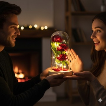 КРАСИВАЯ ИСКУССТВЕННАЯ РОЗА ВЕЧНЫЕ РОЗЫ В СТЕКЛЕ ПОДАРОК ЖЕНСКИЙ ДЕНЬ ДЕНЬ РОЖДЕНИЯ