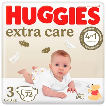 Подгузники HUGGIES Extra Care 3 (6-10кг) 72 шт + Ночные штаны Elite Soft 3 23