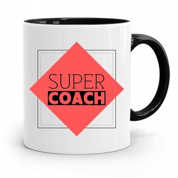 DLA TRENERA TRENERKI KUBEK CZARNY SUPER COACH z Nadrukiem ze Zdjęciem