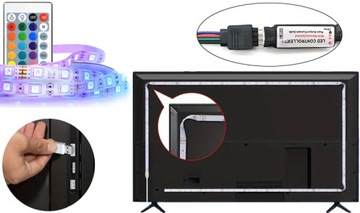 RGB USB СВЕТОДИОДНАЯ ЛЕНТА С ДИСТАНЦИОННОЙ РЕГУЛИРОВКОЙ ПОДСВЕТКИ ТВ 3М, ЦВЕТА ЦВЕТА 3м