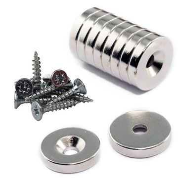 MAGNES NEODYMOWY 14x3 Z OTWOREM 7/3,5 - 10 SZT MOCNE + WKRĘTY GRATIS