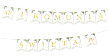 Banner Komunijny Komunia Święta Eukaliptus 240 cm