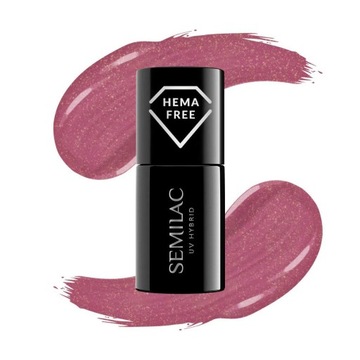 Semilac Lakier hybrydowy brudny róż z drobinkami 377 Shimmer Stone Ruby