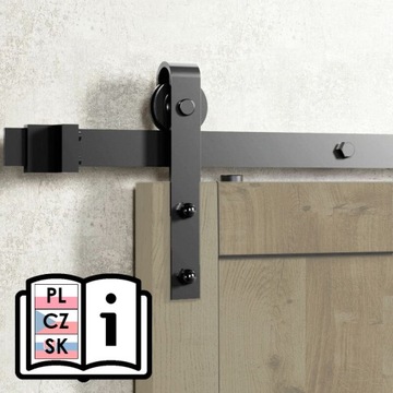 System do drzwi przesuwnych Z PROWADNICĄ Z LITEGO METALU, wzór 