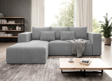 Narożnik z funkcją spania STRIPES sztruks sprężyny