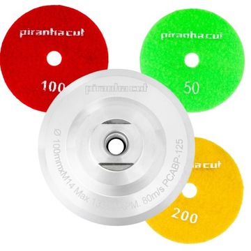 PAD POLERSKI DO SZLIFOWANIA 50 100 200 DYSK ALUMINIOWY 100 mm ZESTAW