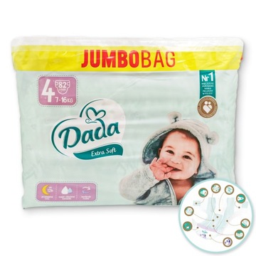 DADA | Pieluszki/Pampersy Extra Soft 4 7-16kg 82szt. | NAJLEPSZA JAKOŚĆ!