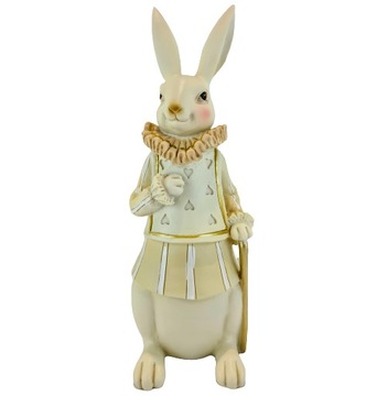 ФИГУРКА КРОЛИКА БЕЛЫЙ И БЕЖЕВЫЙ ЗАЯЦ С ПАЛКОЙ 27,5 СМ