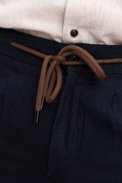 Granatowe lniane spodnie casual rozmiar 176/86