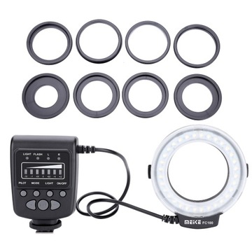ZESTAW BŁYSKOWY PIERŚCIENIOWY DO FOTOGRAFII MAKRO MEIKE FC-100