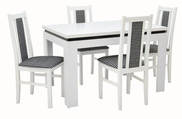 ZESTAW kuchenny stół 120/160 + 4 krzesła w PEPITKĘ