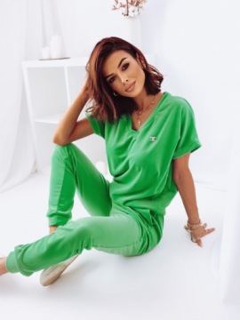 МОДНЫЙ ЖЕНСКИЙ ВЕЛЮРОВЫЙ СПОРТИВНЫЙ КОСТЮМ С БРОШЕЙ, ЦВЕТ М