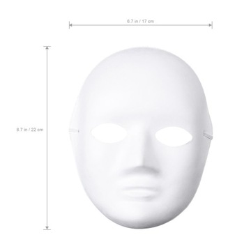 4 SZT. MASKA Z MASY PAPIEROWEJ PROSTE BIAŁY MALARSTWO DIY