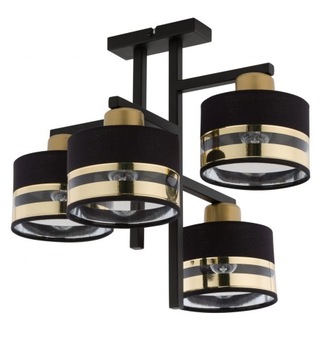 Designerski Nowoczesny SIGMA PRO 4 plafon CZARNY ZŁOTY LED