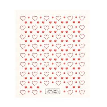 3D наклейки для ногтей Самоклеящиеся выпуклые узоры СЕРДЕЧКИ НА ДЕНЬ СВЯТОГО ВАЛЕНТИНА