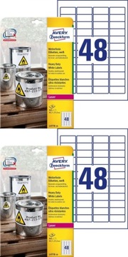 Etykiety usuwalne Avery 20 arkuszy biały x2