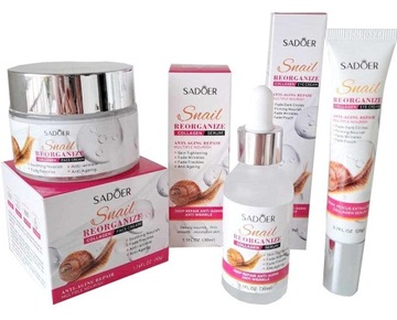 ZESTAW - KREM DO TWARZY - POD OCZY - SERUM - ZE ŚLUZEM ŚLIMAKA + KOLAGEN