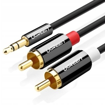 Kabel Przewód Audio JACK 3,5 mm 2x RCA Chinch STEREO 1,5M HQ Pozłacany