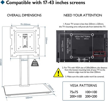 Универсальная поворотная подставка BONTEC под телевизор 17–43 дюйма