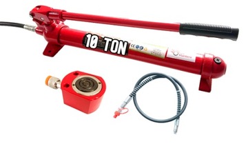 ZESTAW 10T POMPA HYDRAULICZNA + SIŁOWNIK HYDRAULICZNY ROZPIERAK NISKI PRASA