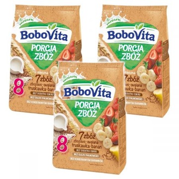 Bobovita Porcja zbóż 7 zbóż truskawka banan 3x210g
