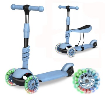 БАЛАНСОВЫЙ СКУТЕР 3В1 ТРЁХКОЛЕСНЫЙ СВЕТОДИОДНЫЙ СИНИЙ