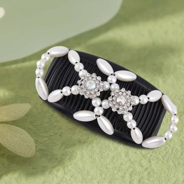 Koraliki Grzebienie do włosów Narzędzie do robienia koków Spinki do włosów z koralików Modne włosy Biały kwiat