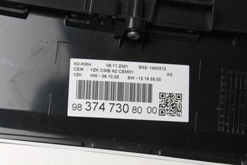 PŘÍSTROJOVÁ DESKA BUDÍK BUDÍKY EVROPA PEUGEOT JUMPY III EXPERT PROACE 9837473080