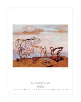 2025 duży kalendarz reprodukcje Salvator Dali malarstwo impresjonist 13kart