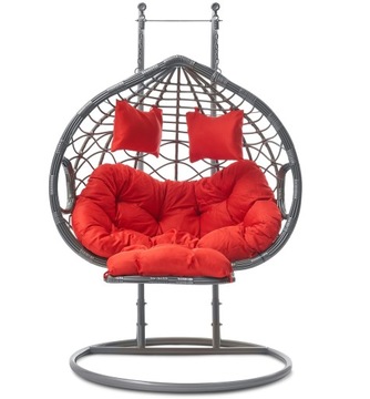 HUŚTAWKA FOTEL WISZĄCY Z PODNÓŻKIEM KOSZ SZARY