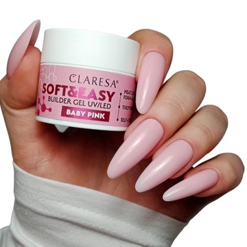 CLARESA Żel SOFT&EASY BUILDER GEL BABY PINK 45G DO PAZNOKCI DO LAMP UV LED