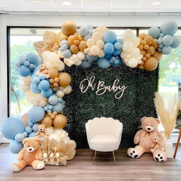 ШАР-ГИРЛАНД СИНИЙ ПАСТЕЛЬ ЛАТТЕ КОРИЧНЕВЫЙ ЗОЛОТОЙ ОДИНОДИЧНЫЙ КРЕЩЕНИЕ