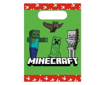 Torebki papierowe Minecraft, 4 szt. na prezenty dla gości